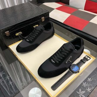 Prada Suede Fabric Sneaker in Black