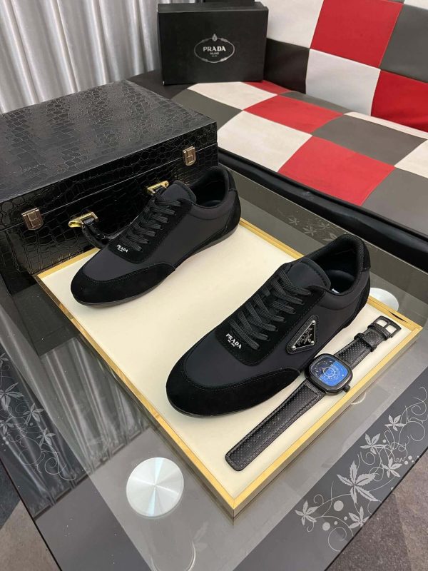 Prada Suede Fabric Sneaker in Black