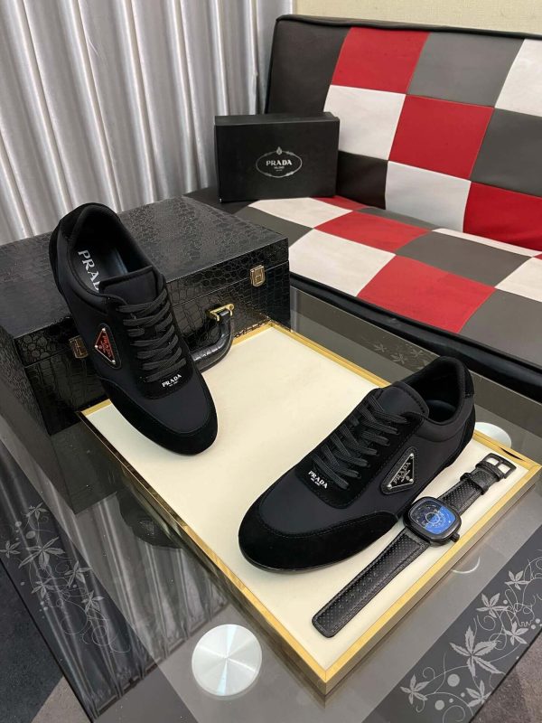 Prada Suede Fabric Sneaker in Black