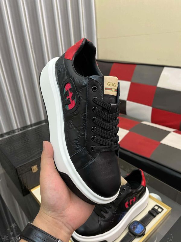 Gucci Ace Interlocking G Black Leather Platform Sneakers