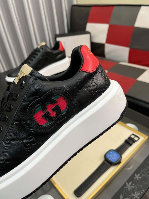 Gucci Ace Interlocking G Black Leather Platform Sneakers