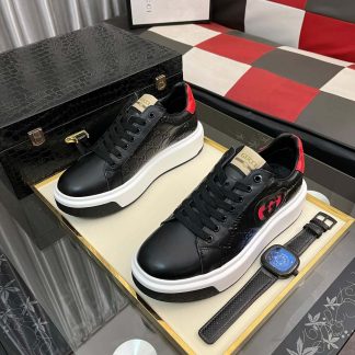 Gucci Ace Interlocking G Black Leather Platform Sneakers