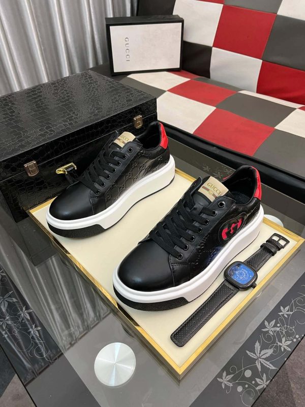 Gucci Ace Interlocking G Black Leather Platform Sneakers