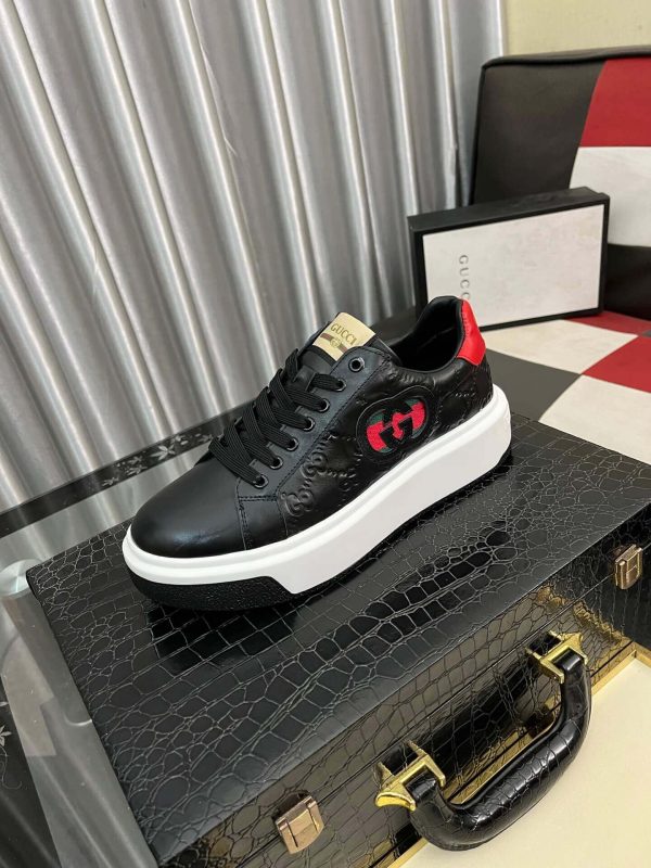 Gucci Ace Interlocking G Black Leather Platform Sneakers