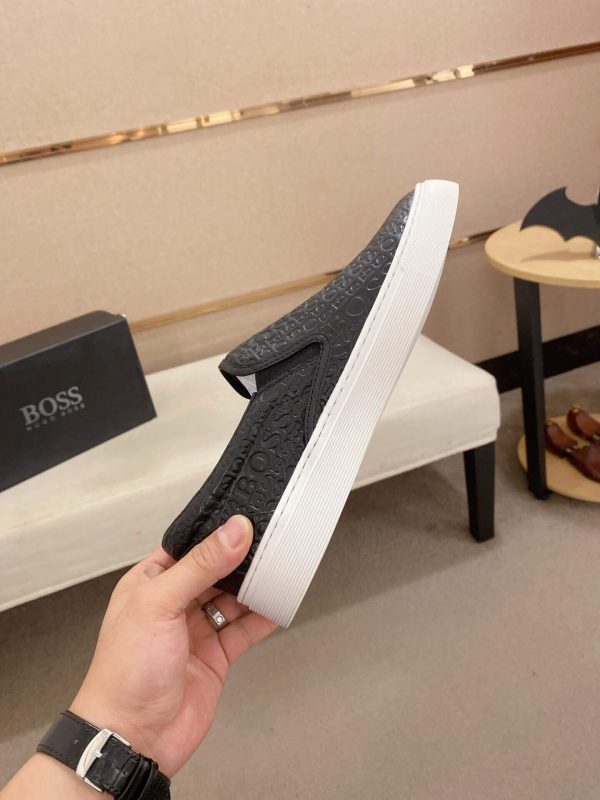 BOSS Leather Slip-On Shoes With Logo Vamp in Black