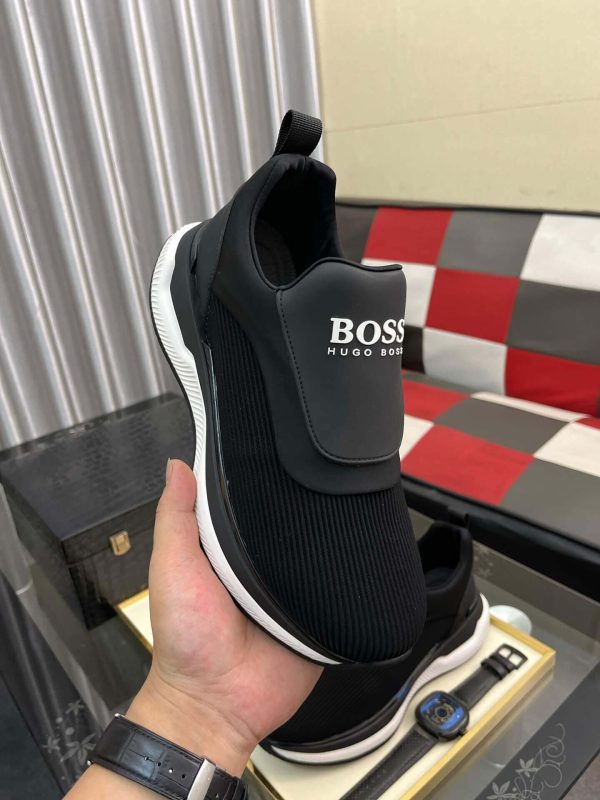Boss Black Mixed Materials Slip-On Trainer