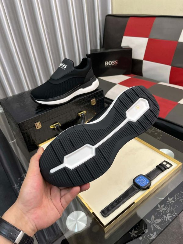 Boss Black Mixed Materials Slip-On Trainer