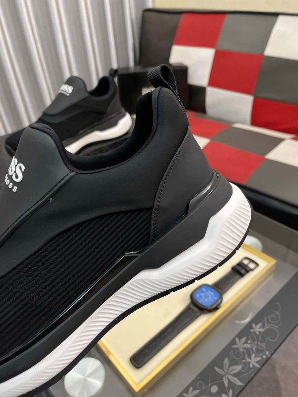 Boss Black Mixed Materials Slip-On Trainer