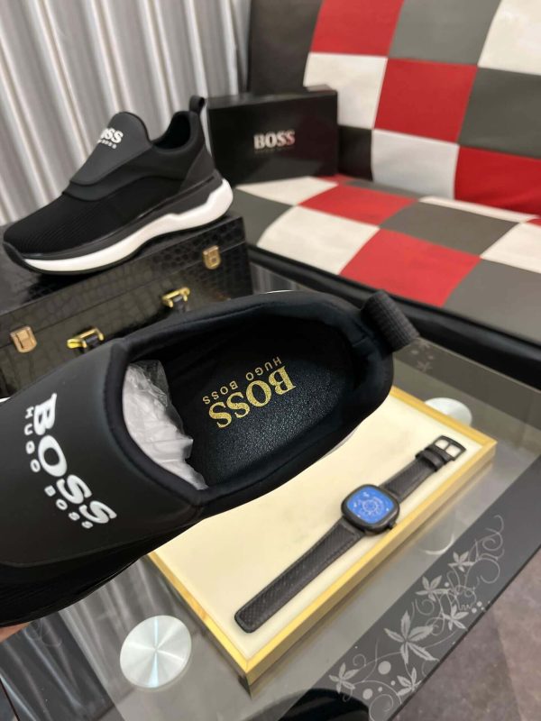 Boss Black Mixed Materials Slip-On Trainer