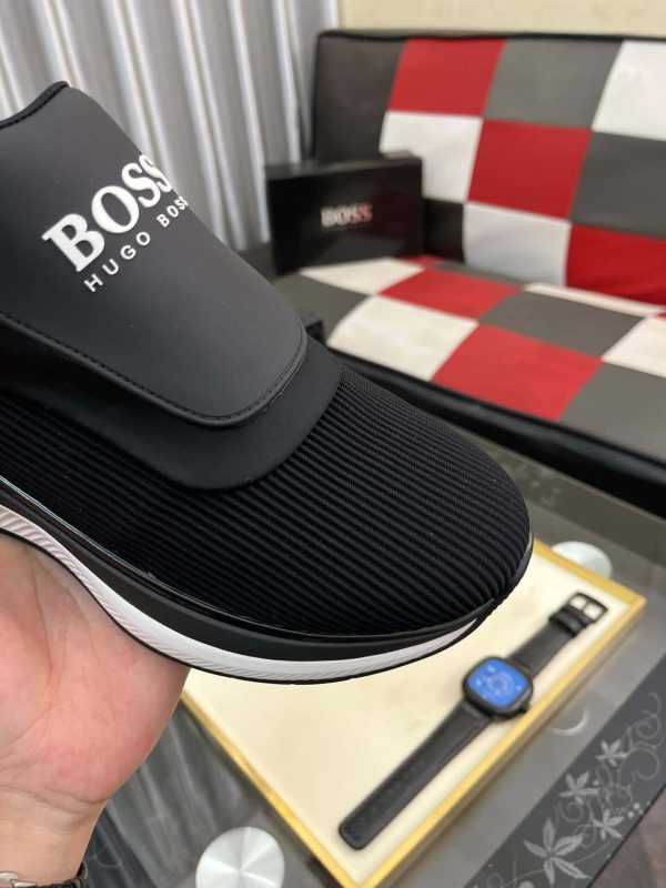 Boss Black Mixed Materials Slip-On Trainer