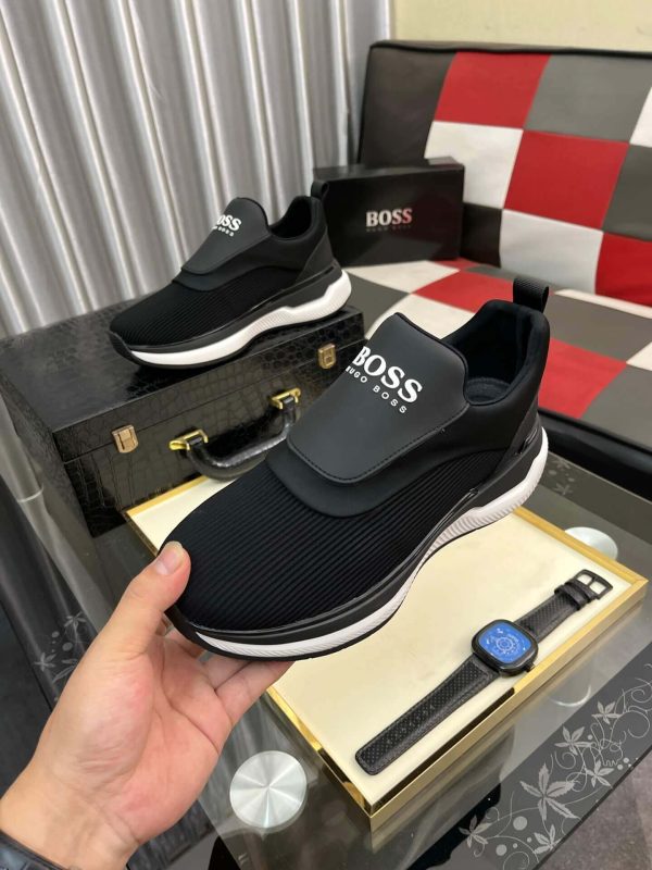 Boss Black Mixed Materials Slip-On Trainer