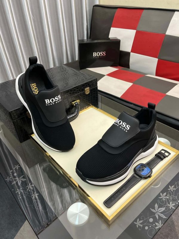 Boss Black Mixed Materials Slip-On Trainer