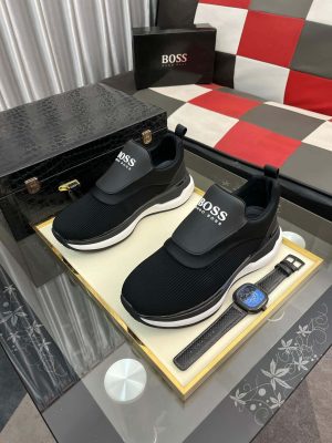 Boss Black Mixed Materials Slip-On Trainer