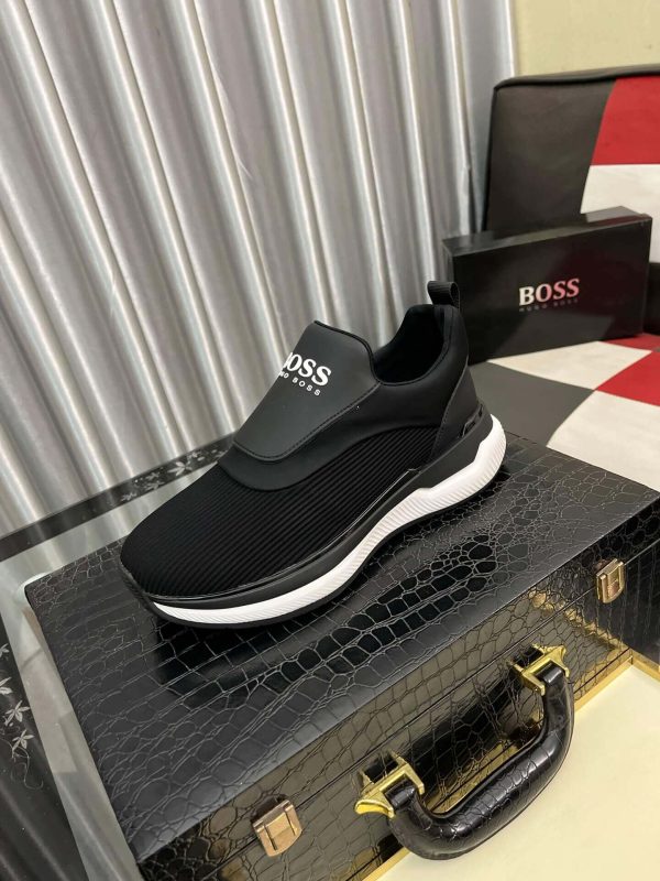 Boss Black Mixed Materials Slip-On Trainer