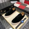 blacksuedePradamen_sshoewithawhiteandbrownstripedsole_9 Prada Men's Black Suede Sneakers