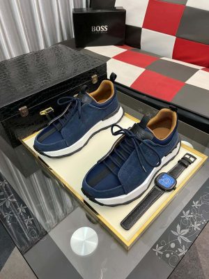 BOSS Blue Esquisse Suede Sneaker