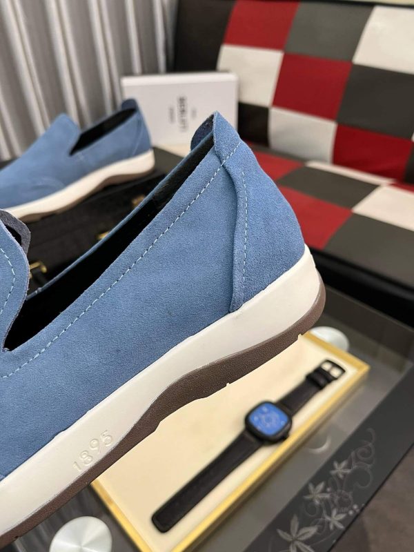 Blue Berluti Echappée Suede Calf Loafer