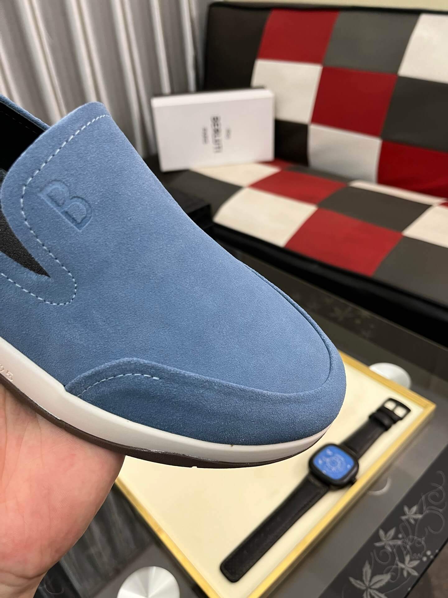 Blue Berluti Echappée Suede Calf Loafer 8 Blue Berluti Echappée Suede Calf Loafer - Image 8