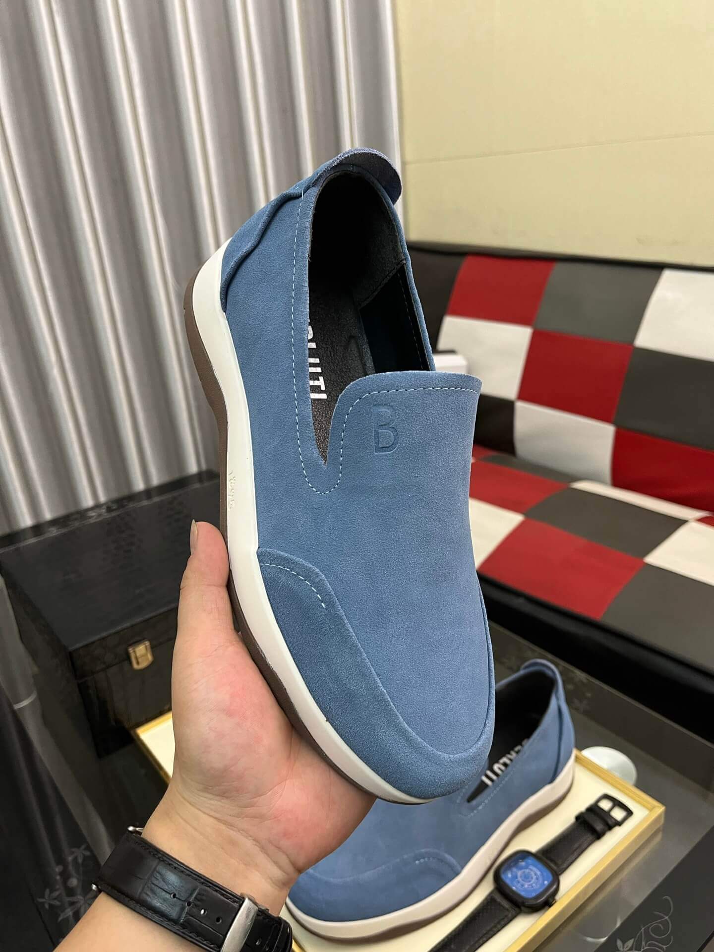 Blue Berluti Echappée Suede Calf Loafer 2 Blue Berluti Echappée Suede Calf Loafer - Image 2