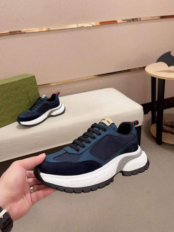 Gucci Rhyton Sneaker with Navy Jumbo GG Canvas