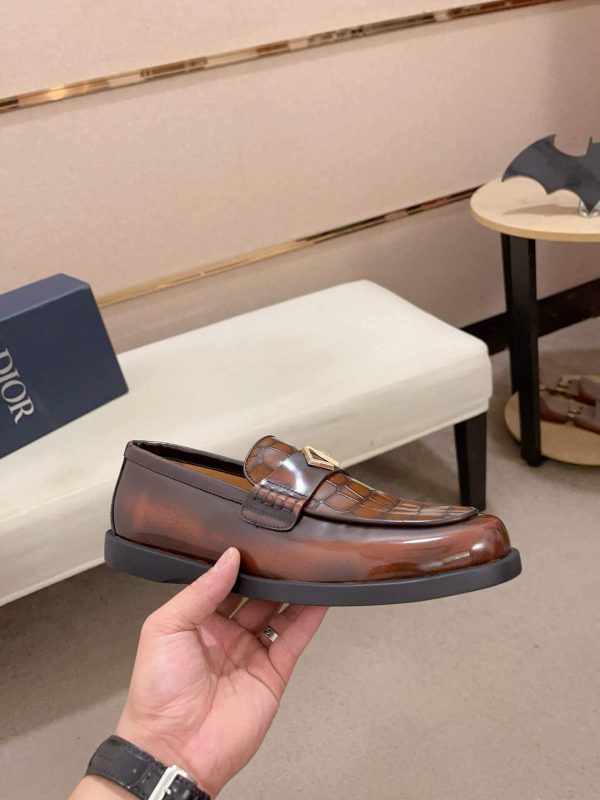 Dior Granville Brown Polished Calfskin Loafers