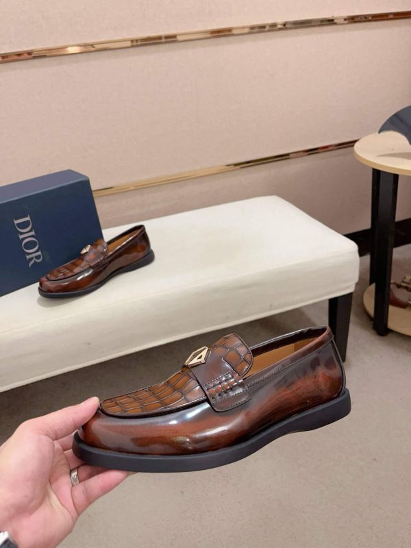 Dior Granville Brown Polished Calfskin Loafers