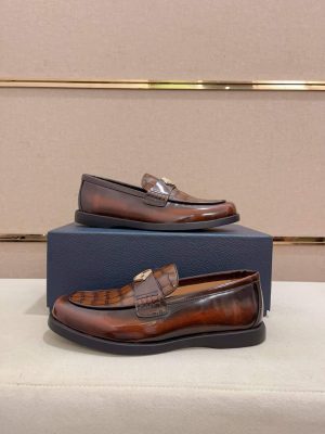 Dior Granville Brown Polished Calfskin Loafers