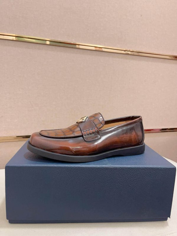 Dior Granville Brown Polished Calfskin Loafers