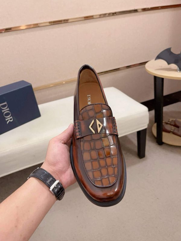 Dior Granville Brown Polished Calfskin Loafers