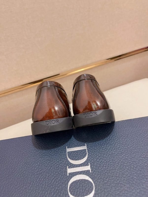 Dior Granville Brown Polished Calfskin Loafers
