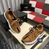 brownsuedeBOSSsneakerwithawhitemidsole_blackaccentstripe_andlightbrownlaces_1 BOSS Brown Esquisse Suede Sneaker