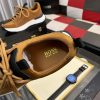 brownsuedeBOSSsneakerwithawhitemidsole_blackaccentstripe_andlightbrownlaces_5 BOSS Brown Esquisse Suede Sneaker