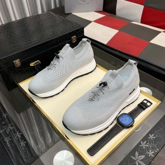 Prada Grey Prax Stretch Knit Sneakers