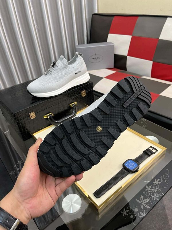Prada Grey Prax Stretch  Knit Sneakers