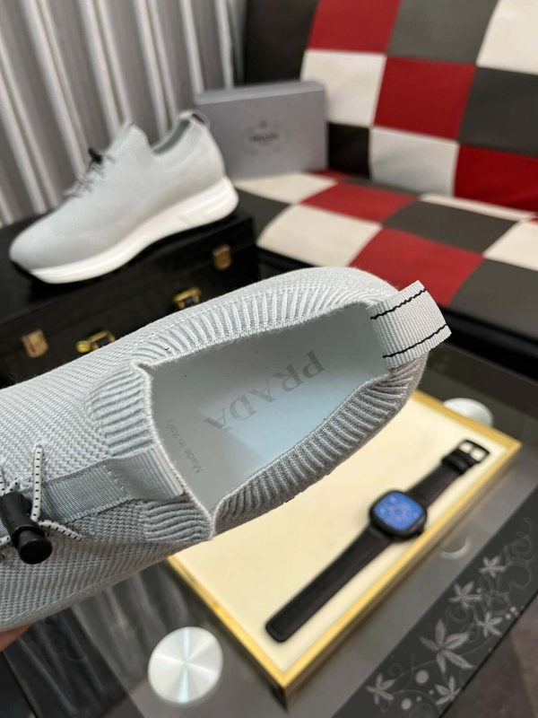 Prada Grey Prax Stretch  Knit Sneakers