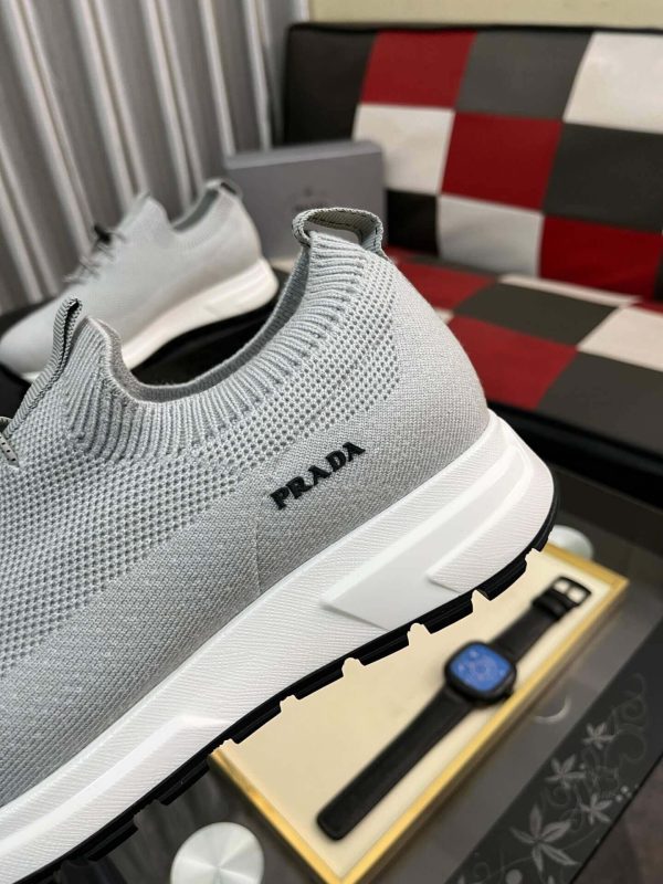 Prada Grey Prax Stretch  Knit Sneakers