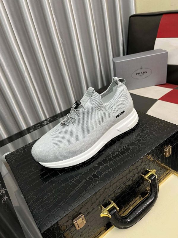 Prada Grey Prax Stretch  Knit Sneakers