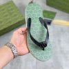 Gucci Green Interlocking Jacquard Thong Sandals with Double G