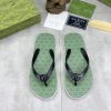 Gucci Green Interlocking Jacquard Thong Sandals with Double G