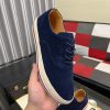 navybluePradamen_sshoewithatanleatherliningandalayeredsoleconsistingofawhitemidsoleandabraidedjuteoutsole_1 Prada Men's Navy Suede Sneakers