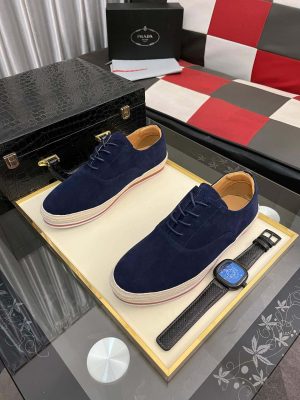 Prada Men's Navy Suede Sneakers