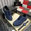 navybluesneakerwithwhiteandblackaccents_featuringtheBOSSlogorepeatedacrosstheupper_7 Boss Navy Blue Mixed-Materials Trainers with Repeat Logo Details