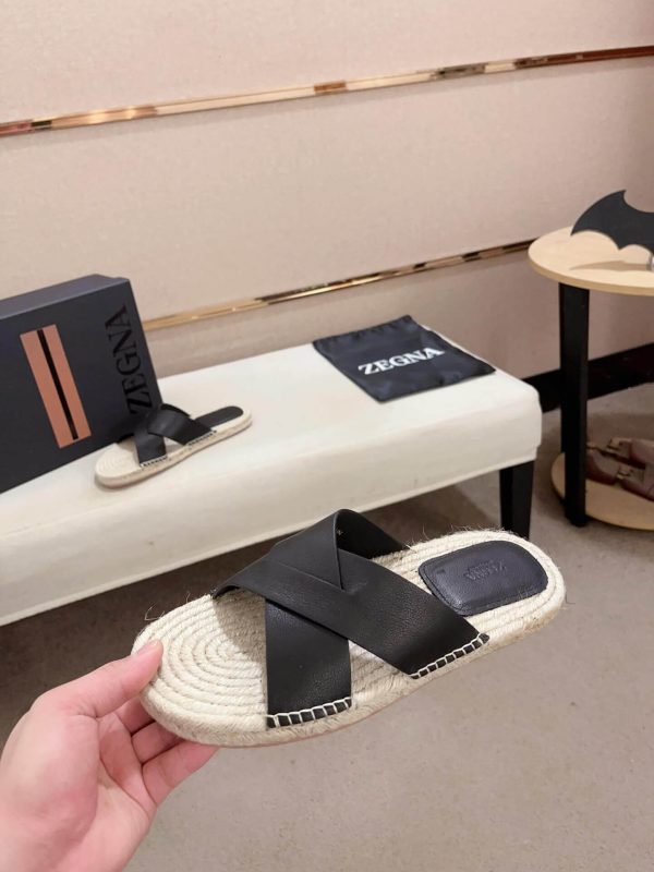 Zegna Black Suede Espadrille Sandals