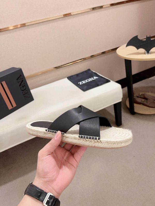 Zegna Black Suede Espadrille Sandals