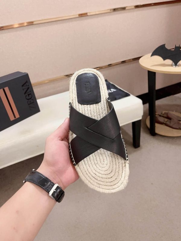 Zegna Black Suede Espadrille Sandals