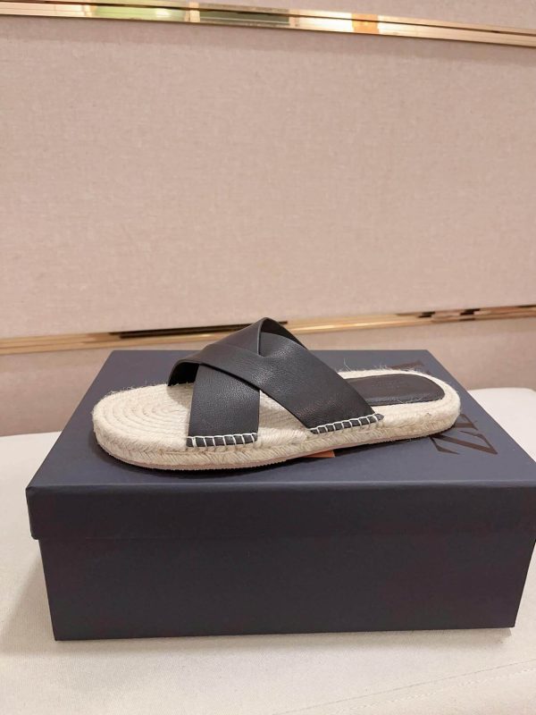Zegna Black Suede Espadrille Sandals