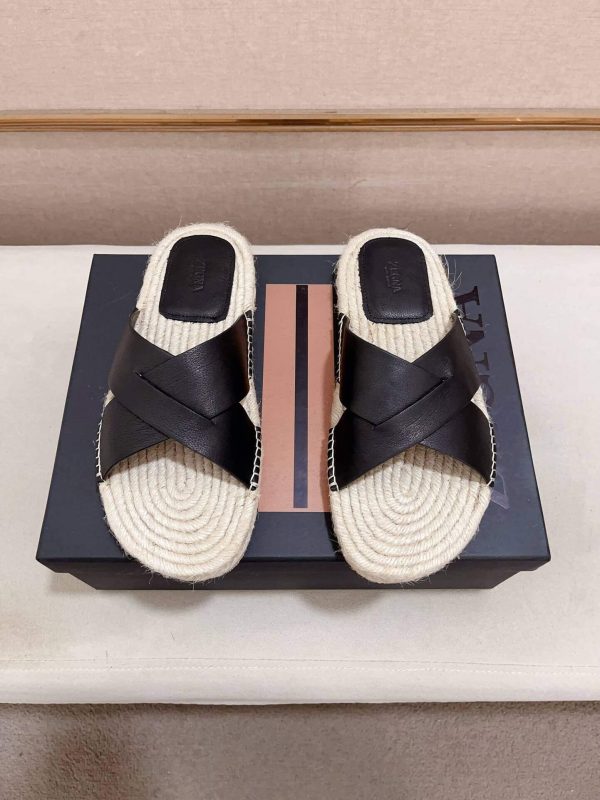 Zegna Black Suede Espadrille Sandals