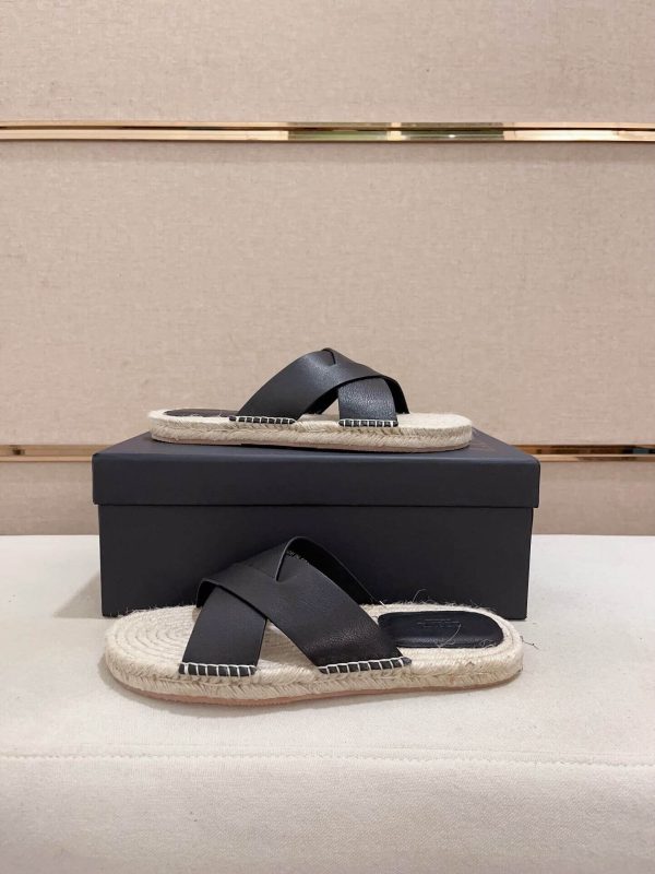 Zegna Black Suede Espadrille Sandals