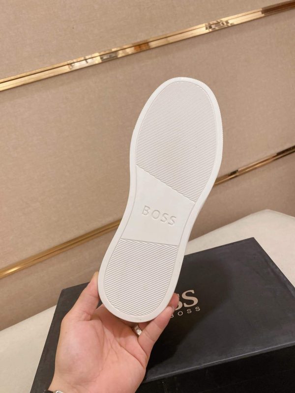 BOSS Leather Slip-On Shoes With Logo Vamp in Beige