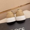 BOSS Leather Slip-On Shoes With Logo Vamp in Beige